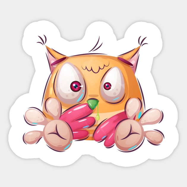 Ill baby owl concept cartoon design artwork Sticker by GiftsRepublic